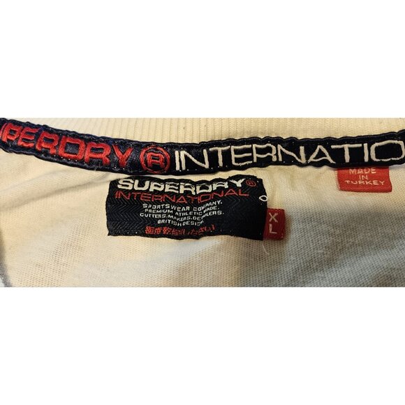 Superdry Men's T-Shirt Size XL Regular White Short sleeve Tee textured Logo - Picture 5 of 10